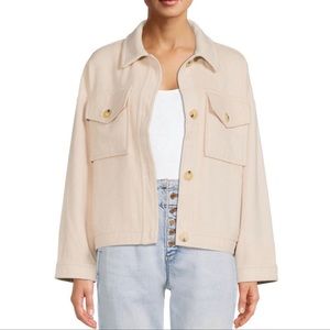 NWOT Time & Tru Tan Oversized Shirt Jacket Coat Size Large
